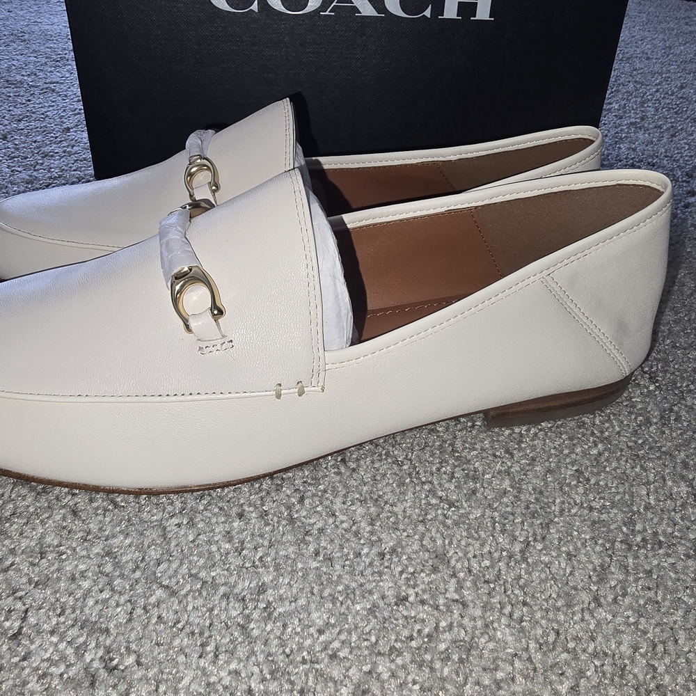 Brand NEW!! Coach Haley LTR Loafer Chalk Leather Slip-On - Picture 8 of 9